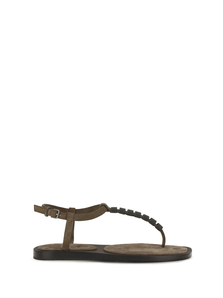 Brunello Cucinelli Upper: 100% calf leather; Sole: 100% calf leather sandals in brown
