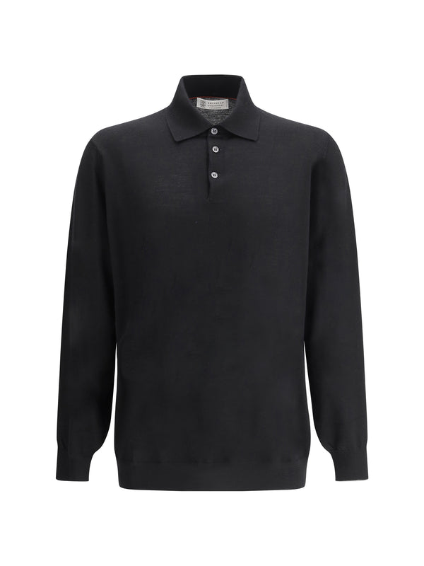 Brunello Cucinelli 10% Kashmir polo in black