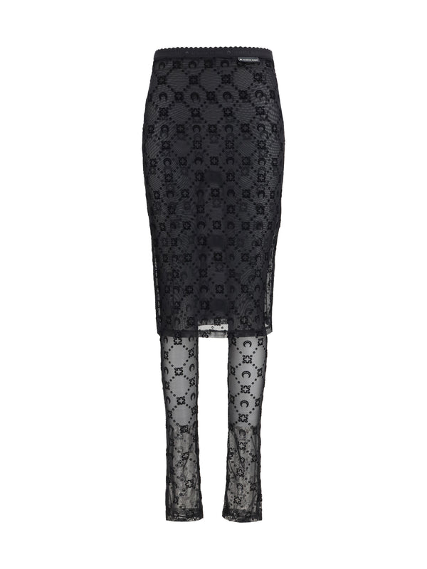 Marine Serre 86% Recycled Polyamide; 14% Elastane skirt in black