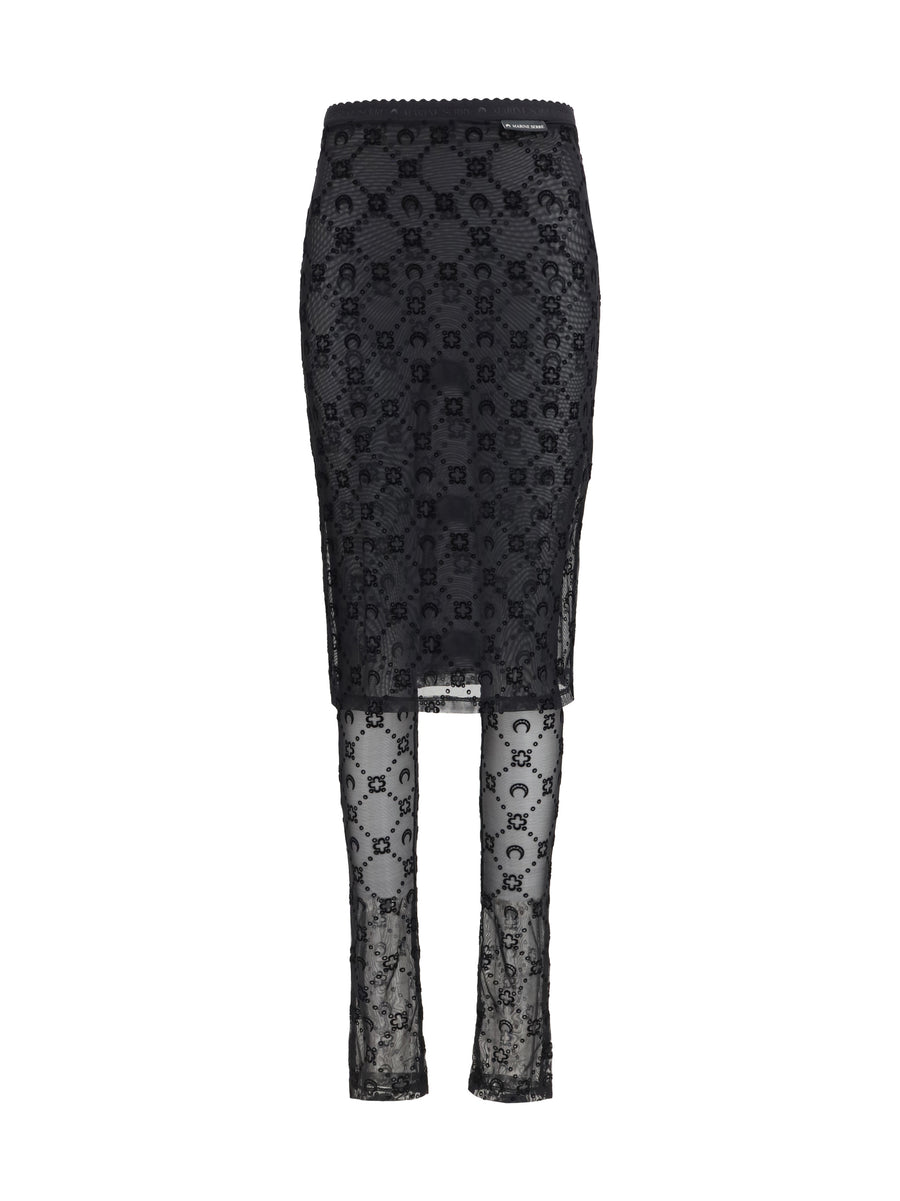 Marine Serre 86% Recycled Polyamide; 14% Elastane skirt in black