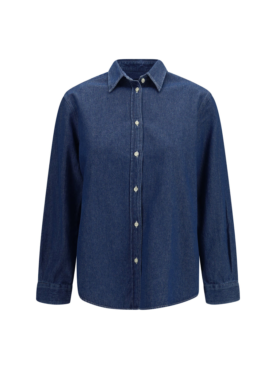 Deperlu 100% cotton shirt in navy
