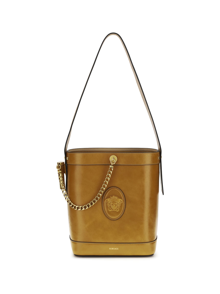 Versace 100% calf leather (Bos taurus) bucket bag in gold