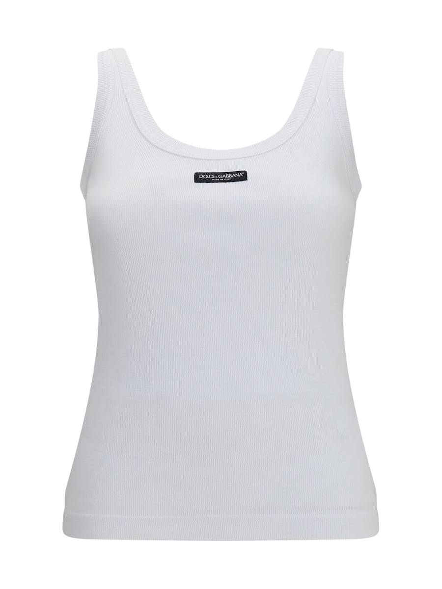 Ribbed Logo Tank Top Bianco Ottico Cotton