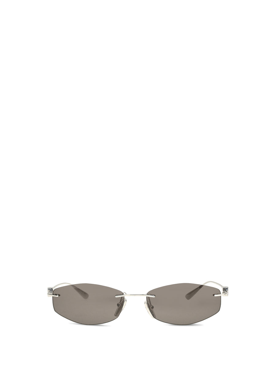 Geometric Oval Sunglasses Silver / Black Metal