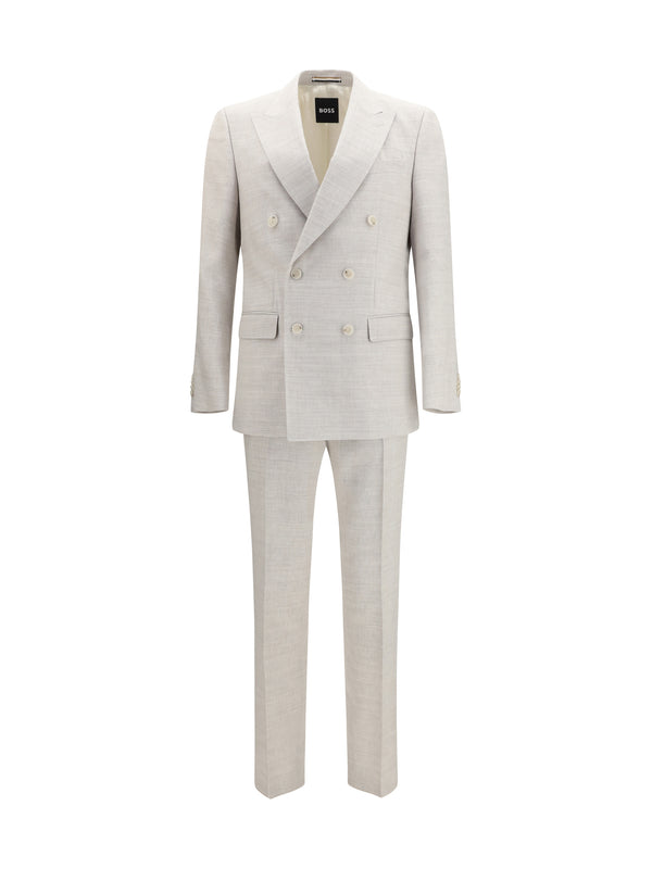 Hugo Boss Black 60% Linen; 40% Merino Wool Ovis Aries pant suit in gray