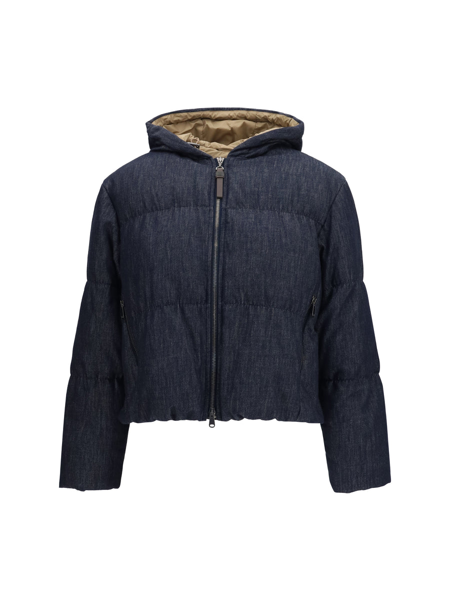 Padded Jacket Denim Blu Cotton Down
