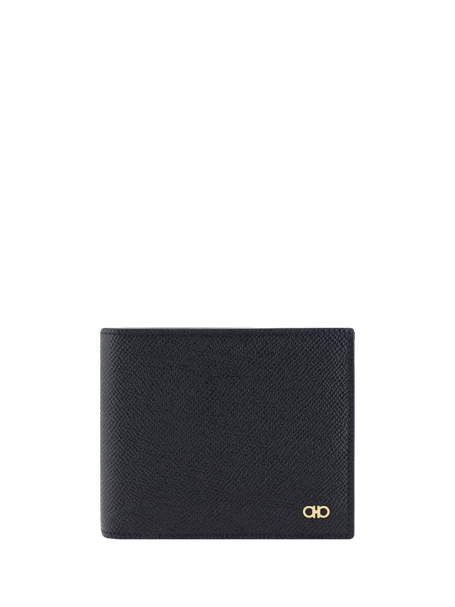 Ferragamo 100% Calf Leather Bos Taurus wallet in black