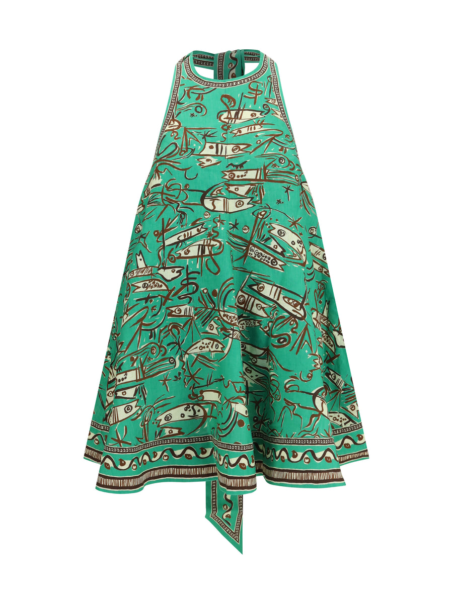 Alemais 100% Linen dress in green