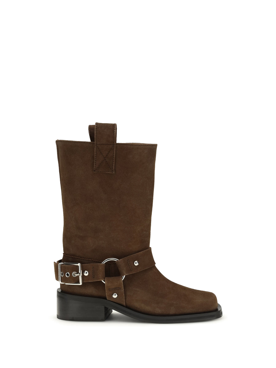 Ganni Upper: 60% recycled leather boot in brown