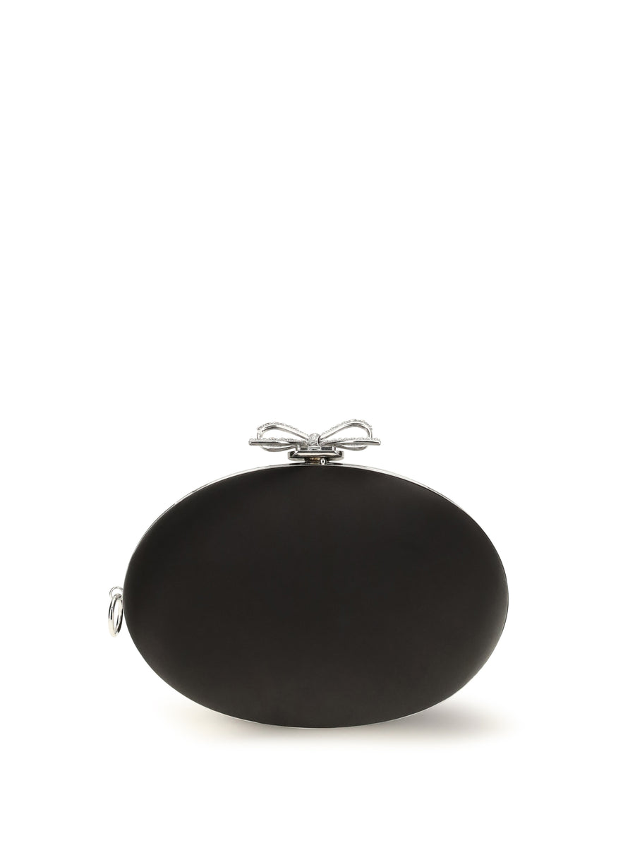 Oval Satin Clutch Black Polyester; Elastane Clutches