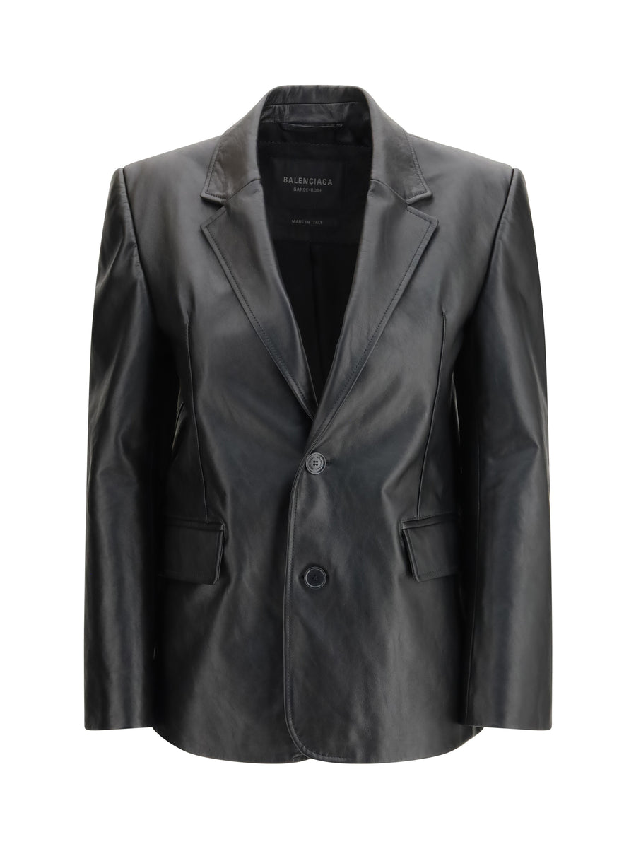 Balenciaga 100% calf leather (Bos taurus) blazer in black