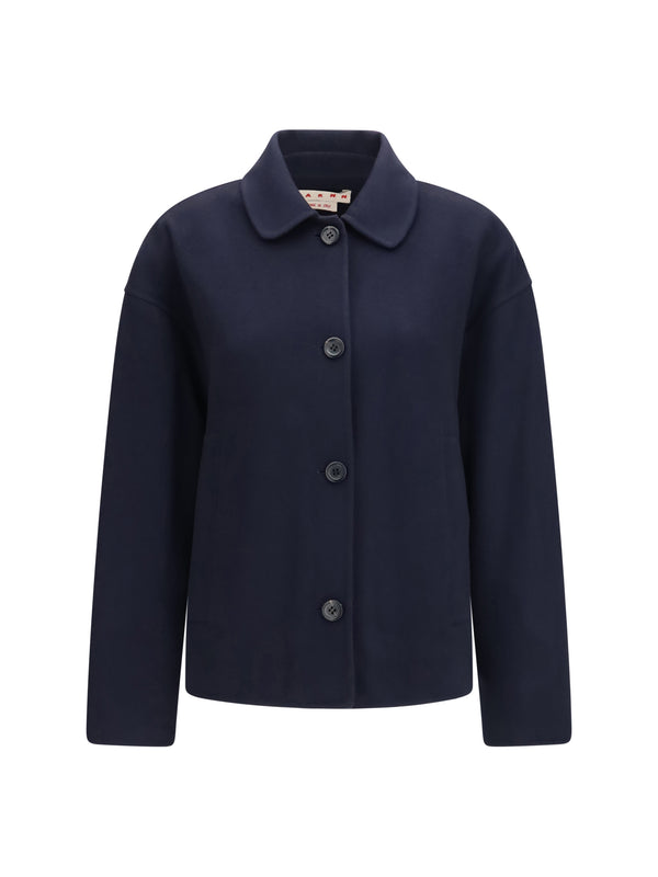 Wool Jacket With Logo Embroidery Ultramarine Fleece Ovis Aries