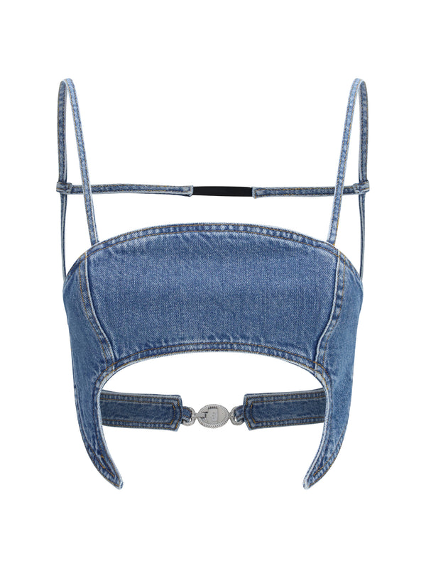 Marine Serre 100% Cotton bodysuit in blue