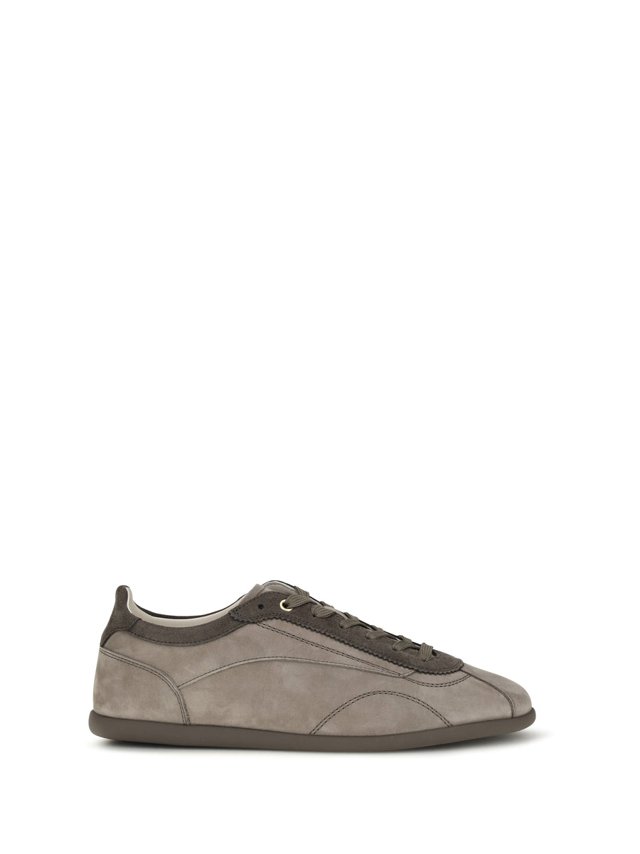 Nubuck And Suede Sneakers With Slim Sole Stone+antracite