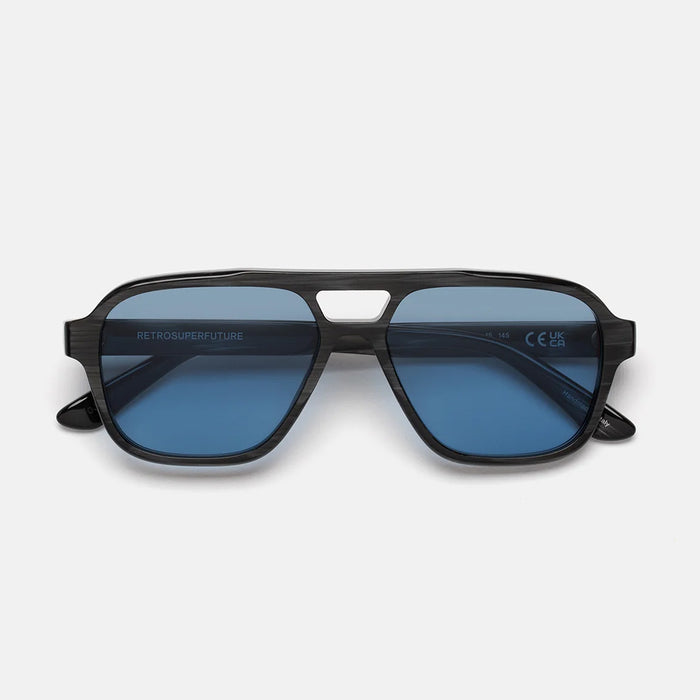 Retrosuperfuture MANEVAL BLACK CAT Azure Nero Acetate Occhiali Da Sole
