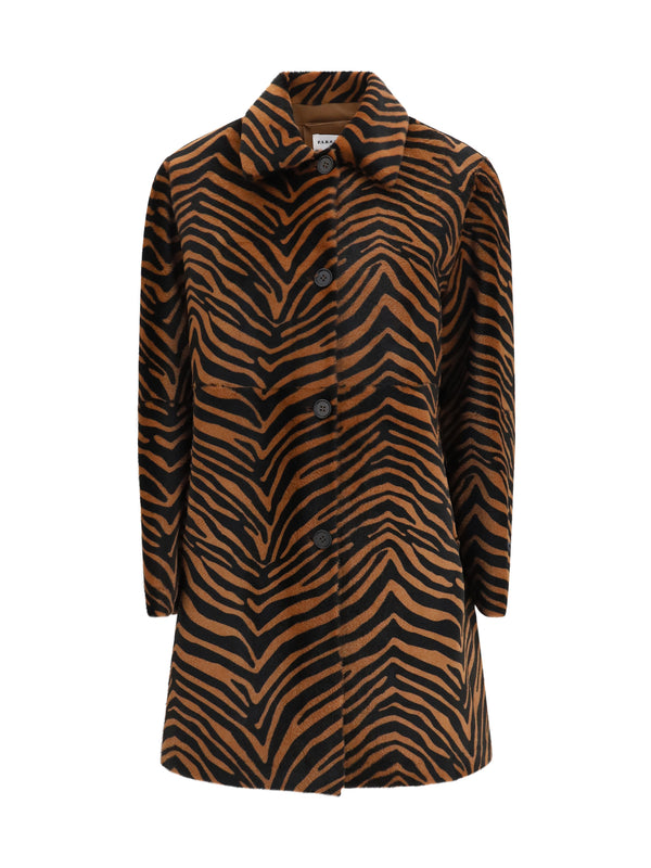 Leopard Print Coat Fantasia Marrone Lamb Ovis Aries