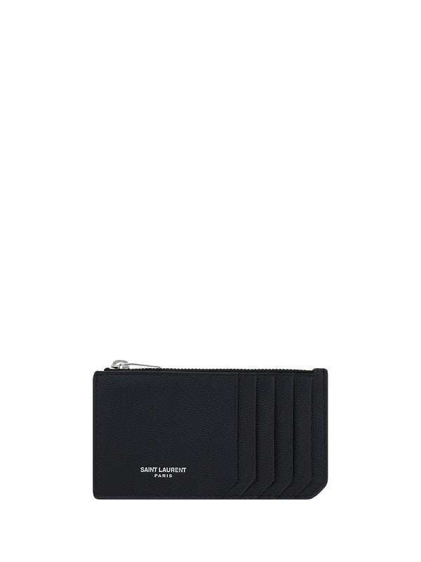 Saint Laurent 100% calf leather cardholder in black