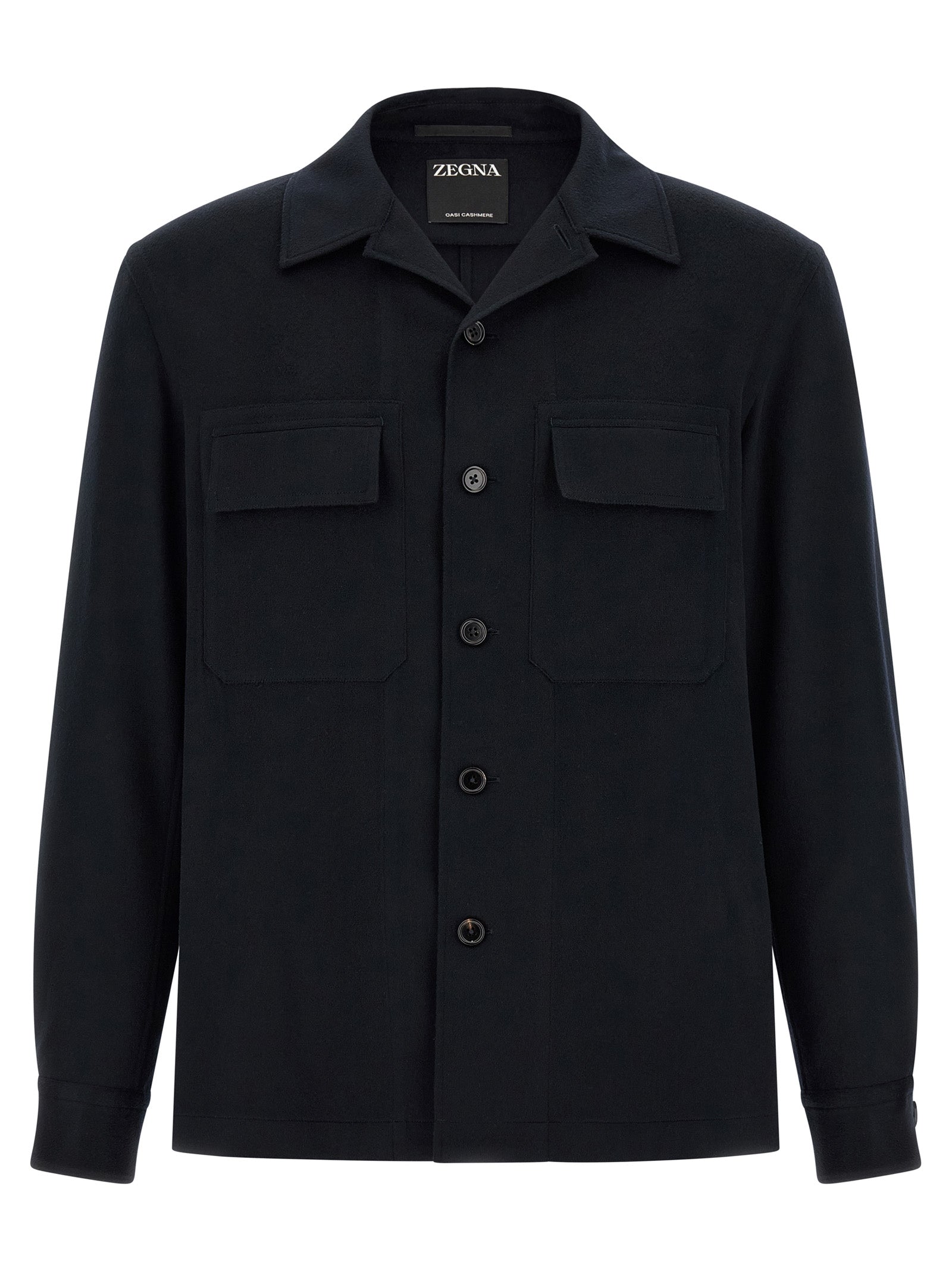 Alba Overshirt Blue Cashmere Shirt, Blouse