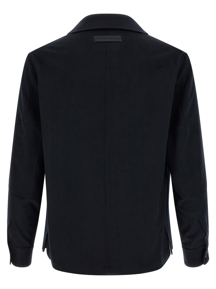 Alba Overshirt Blue Cashmere Shirt, Blouse