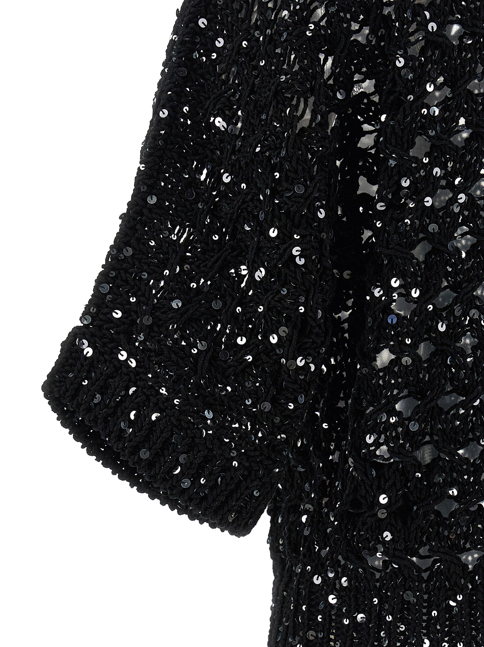 Sequin mesh cardigan Black Cotton Sweater, Cardigans
