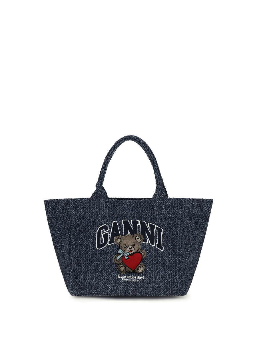 Ganni 100% Cotton tote bag in blue