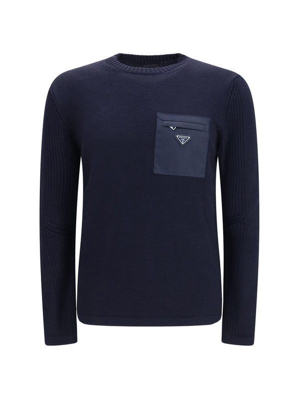 Prada 100% Fleece Wool Ovis Aries sweater in navy