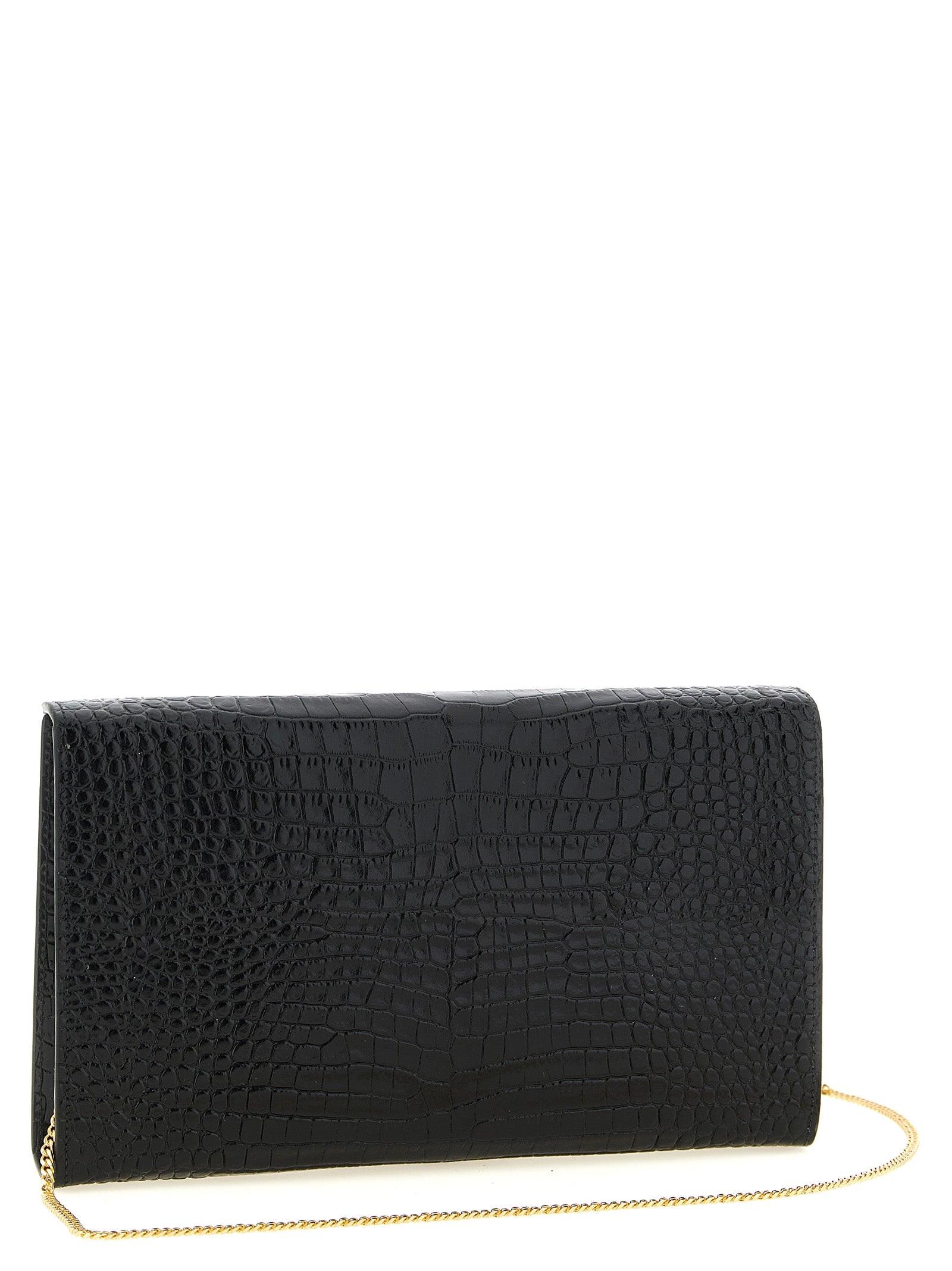 Envelope clutch bag Black Calfskin Leather (bos Taurus)
