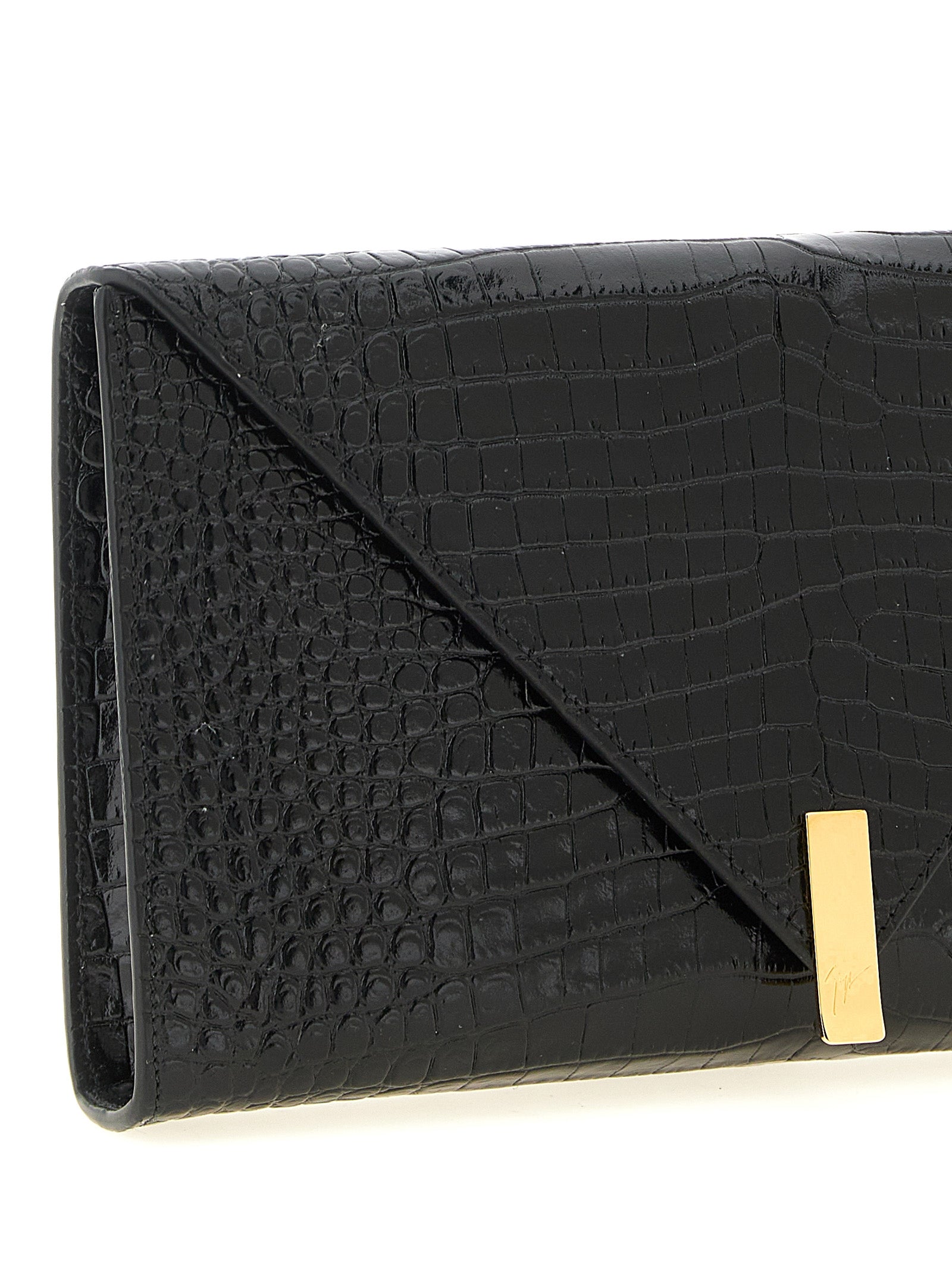 Envelope clutch bag Black Calfskin Leather (bos Taurus)