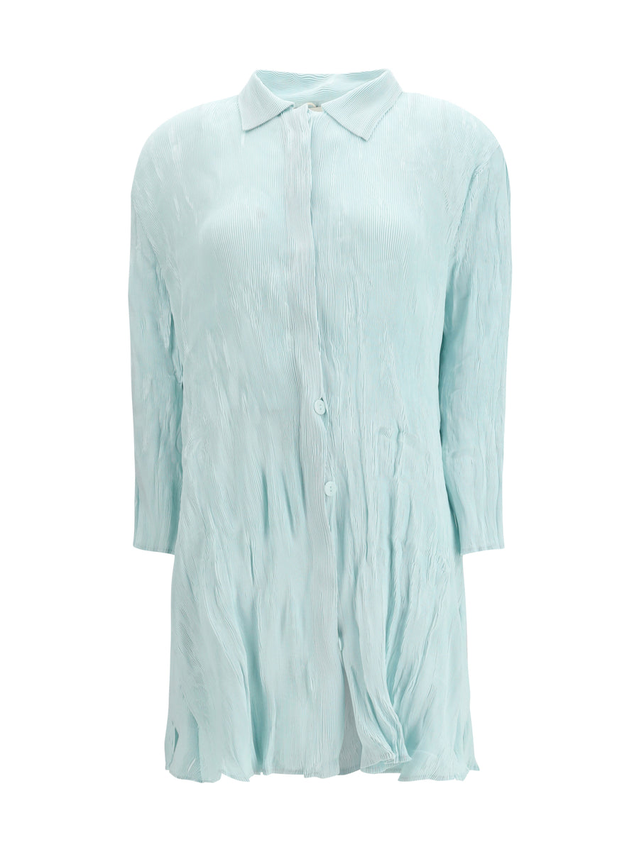 Wavy Shirt Dress Mint Polyester