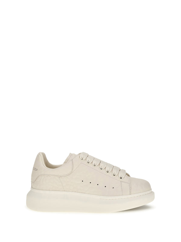 Oversized Pebbled Leather Sneakers White