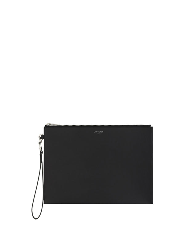 Saint Laurent 100% calf leather clutch in black
