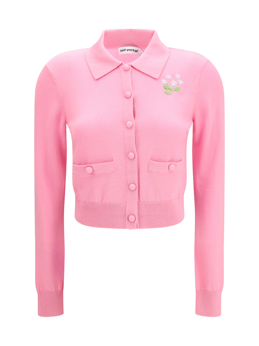 Self-Portrait 100% Wool Ovis Aries cardigan in pink