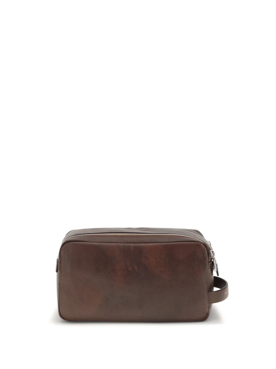 Brunello Cucinelli 100% Calf Leather Bos Taurus travel wallet in burgundy