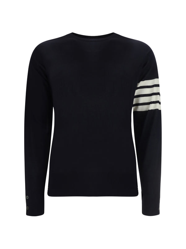 Thom Browne 100% Fleece Wool Ovis Aries sweater in navy