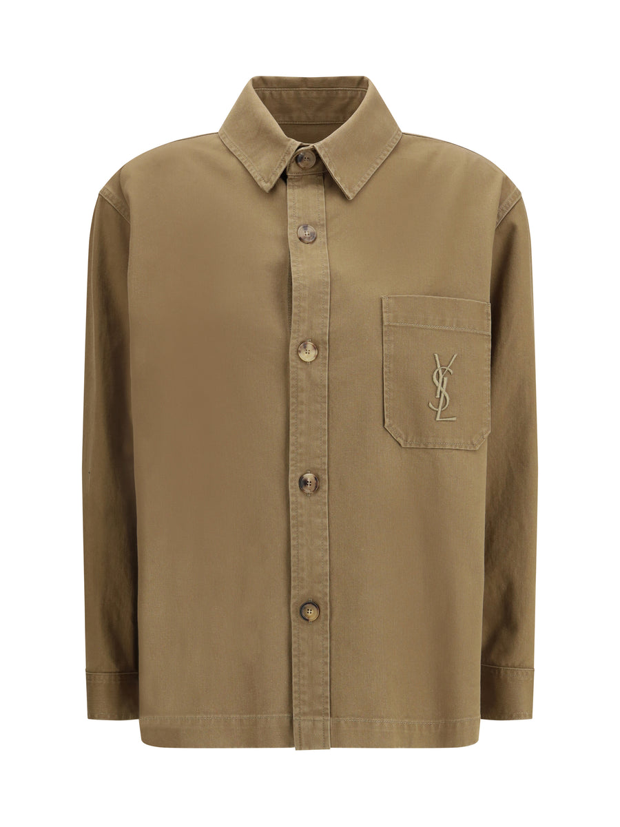 Saint Laurent 73% Cotton; 27% Linen overshirt in beige