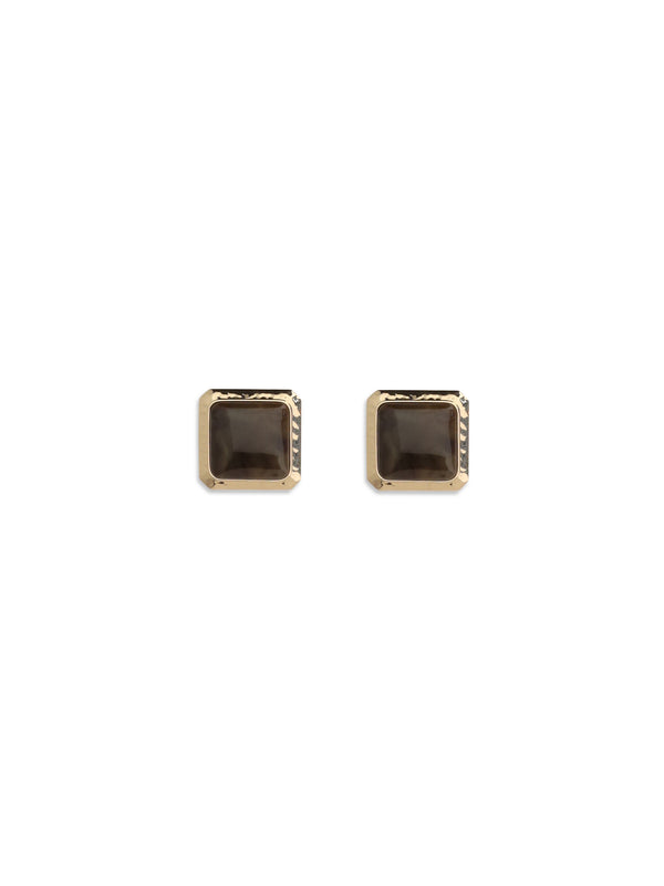 Square Enamel Earrings Gold Brass