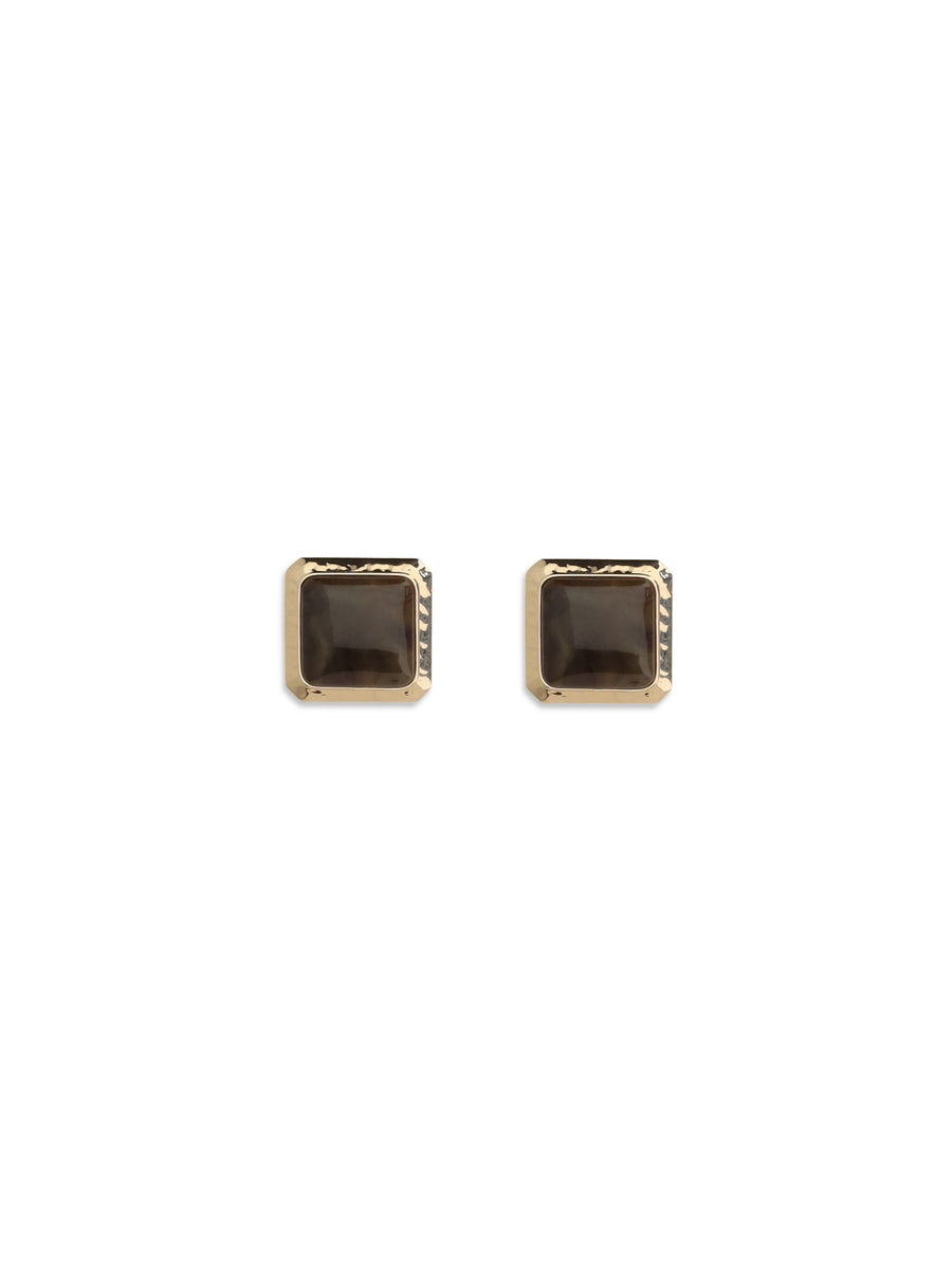 Square Enamel Earrings Gold Brass