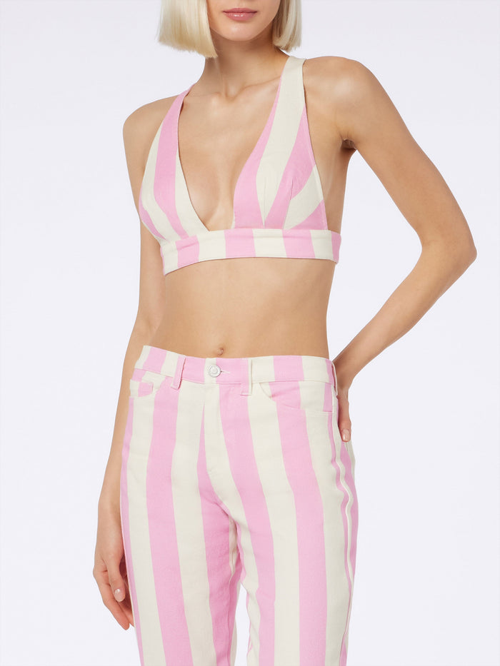 Eda Pink Striped Denim Top Top_apparel
