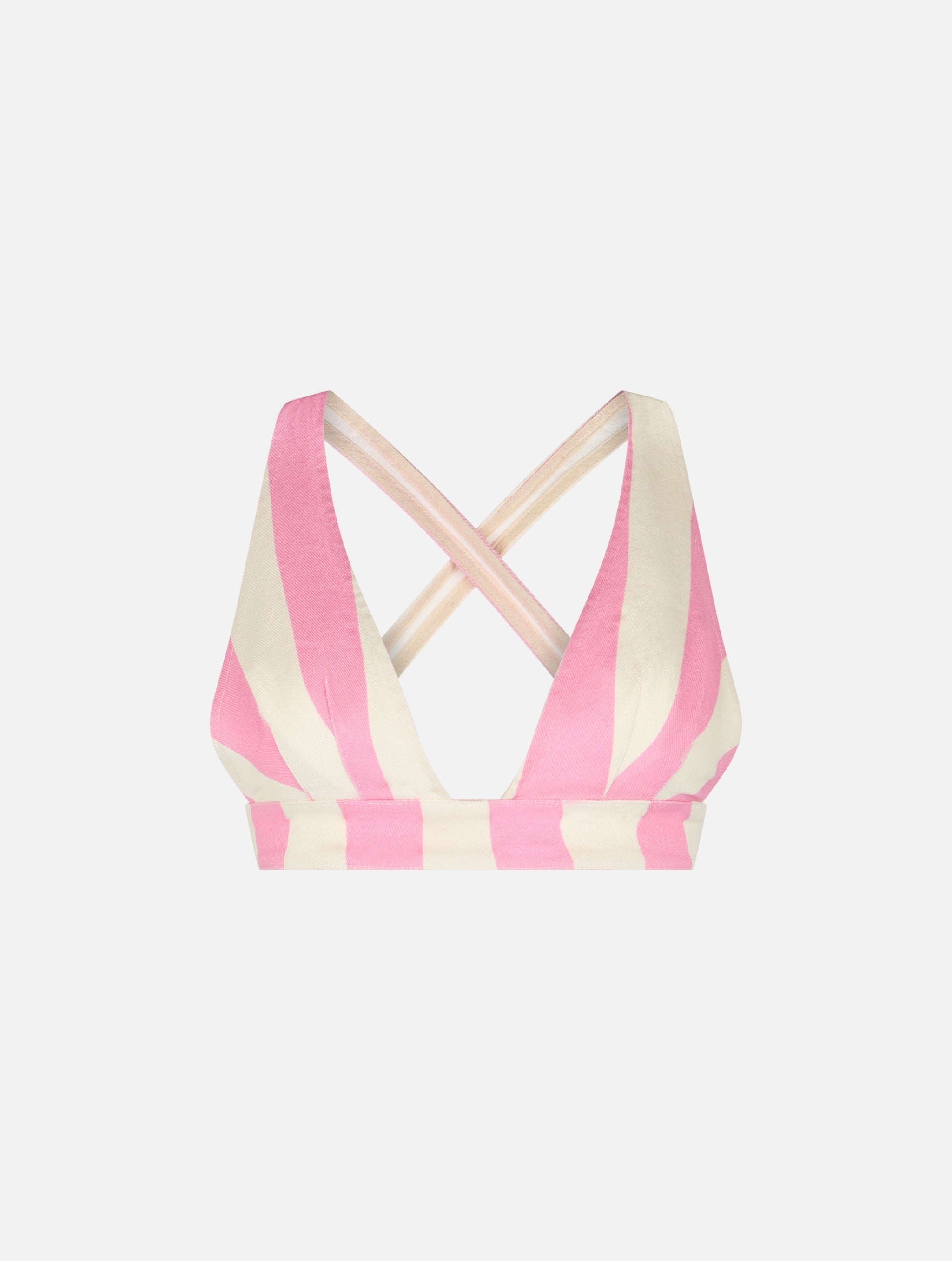 Eda Pink Striped Denim Top Top_apparel