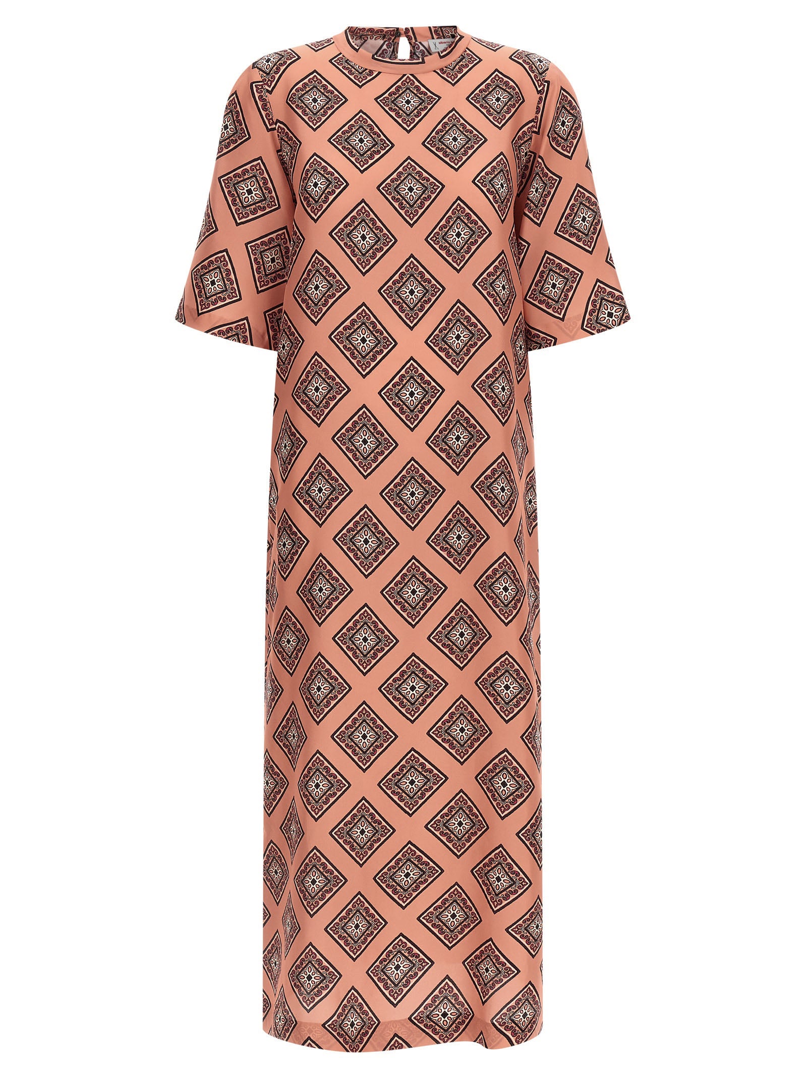 Tie print dress Pink Silk