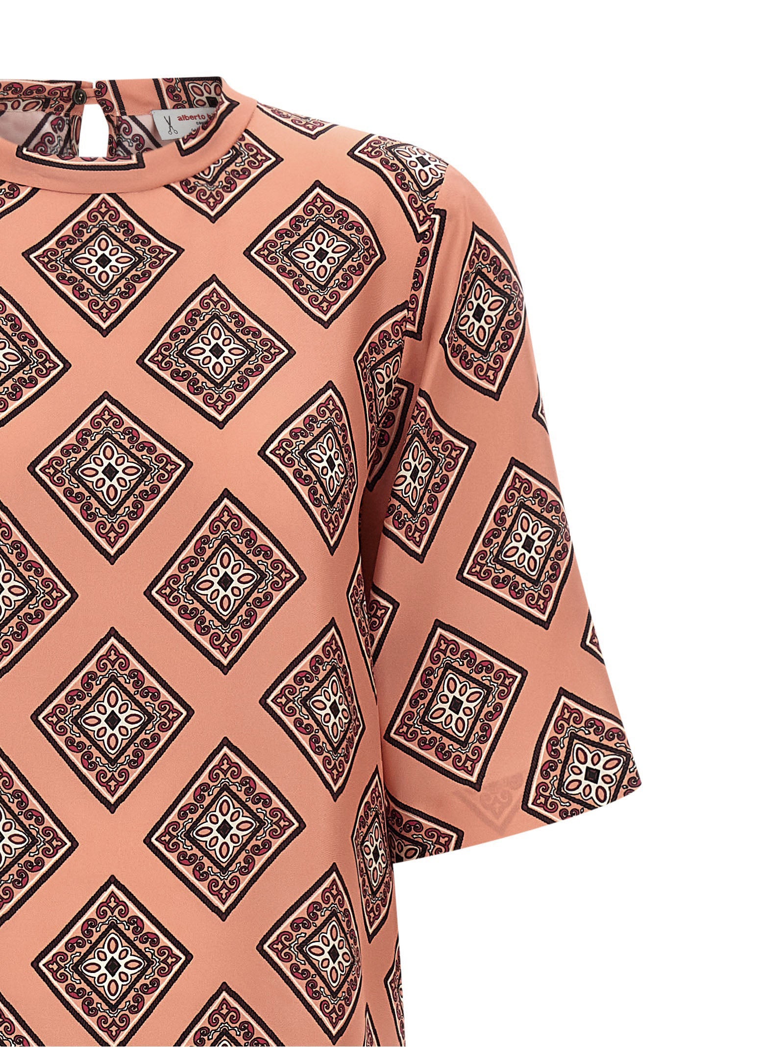Tie print dress Pink Silk