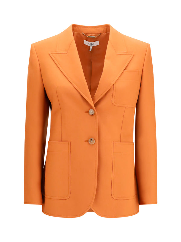 Chloé 100% Merino Wool blazer in orange