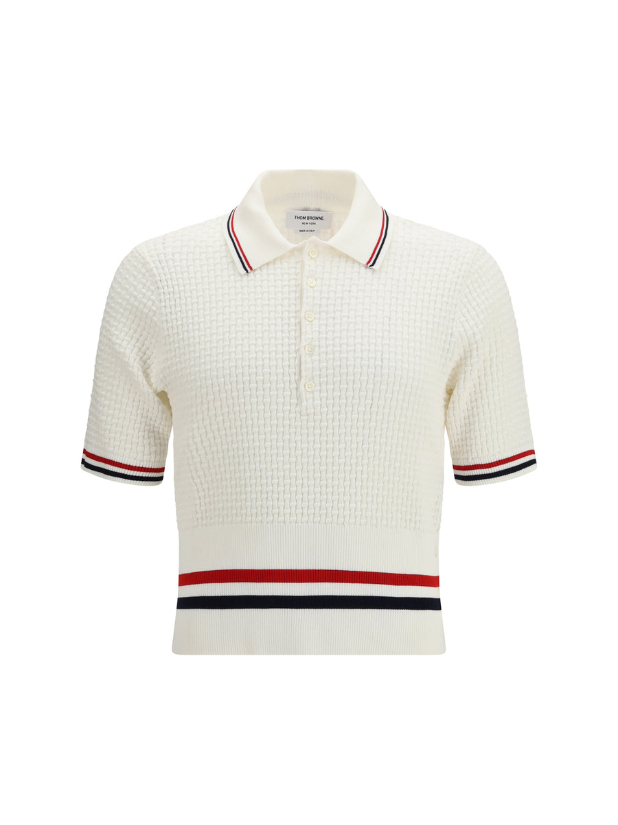 Thom Browne 100% Cotton polo in white