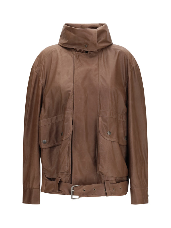 Calvin Klein 100% Lamb Leather jacket in brown