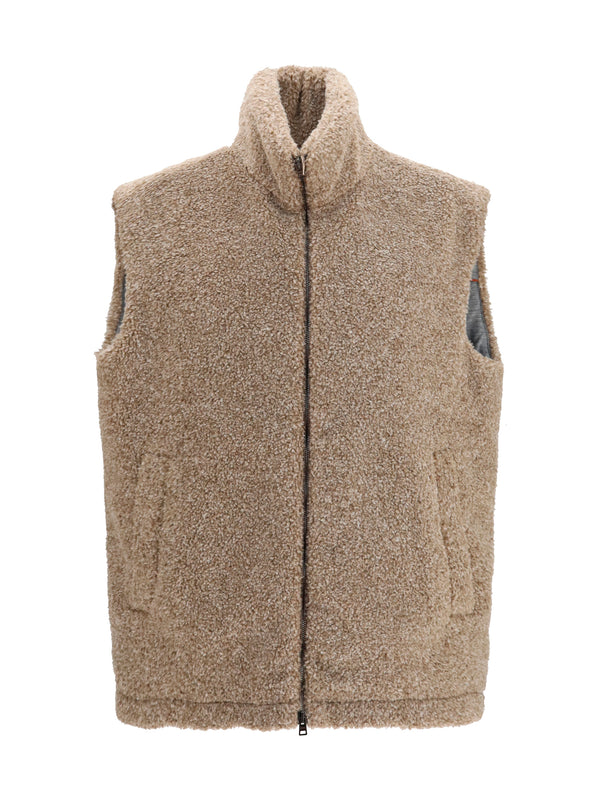 Sleeveless Vest Tortora Chiaro Polyester Blazers E Vests