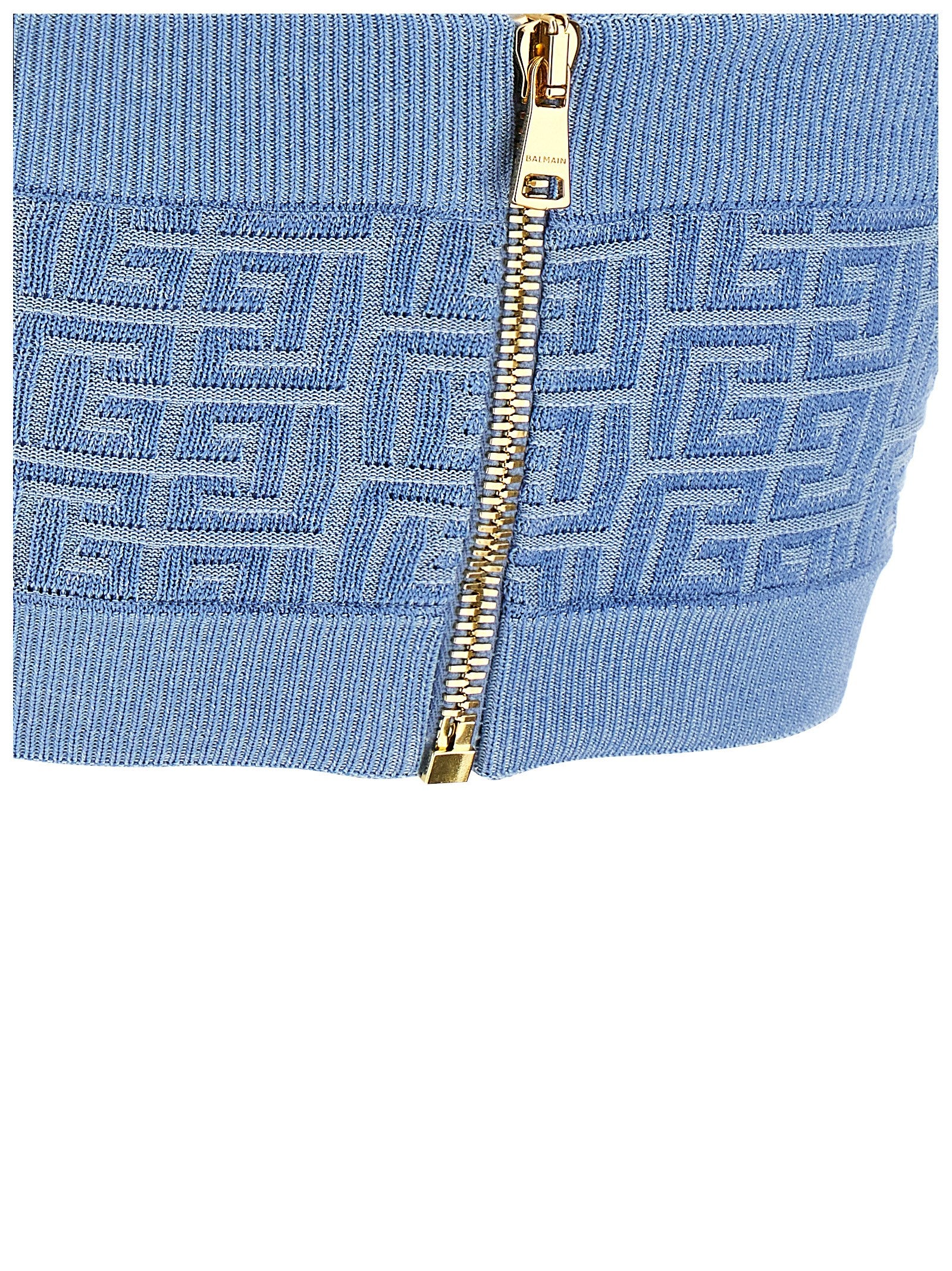 PB top Light Blue Viscose Metal Polyester Tops