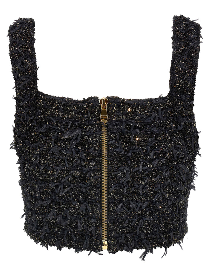 Lurex tweed top Black Polyamide Vi Polyester Tops