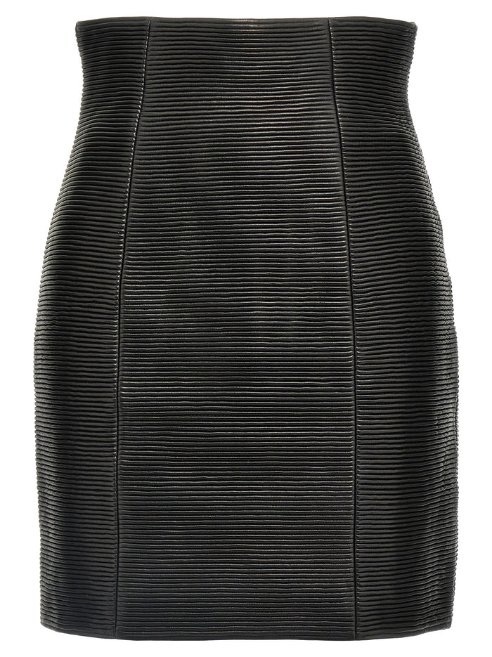 HW Rolled skirt Black Lamb Leather (ovis Aries)