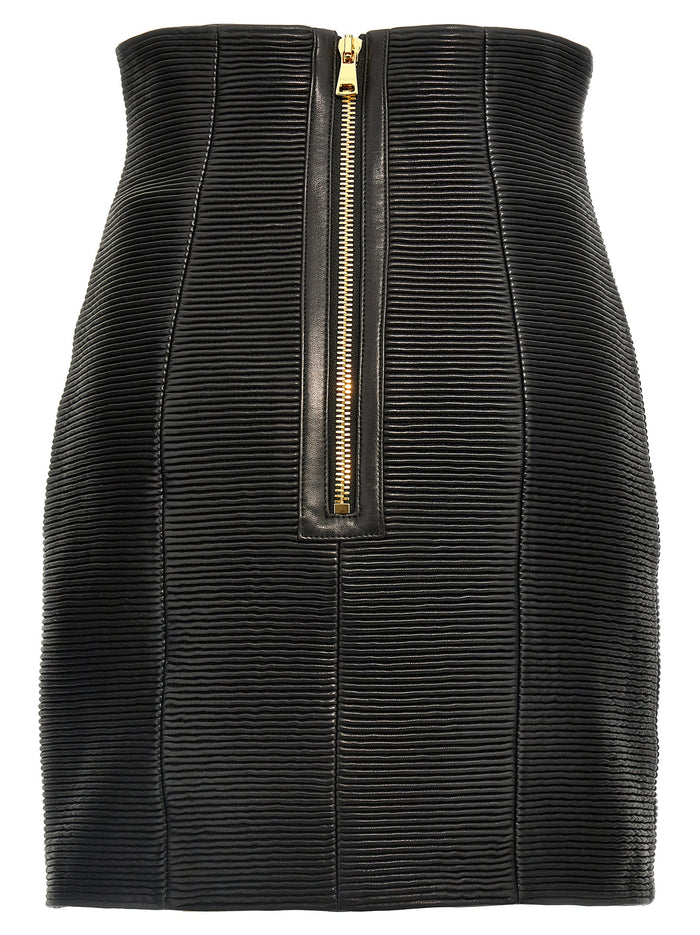 HW Rolled skirt Black Lamb Leather (ovis Aries)