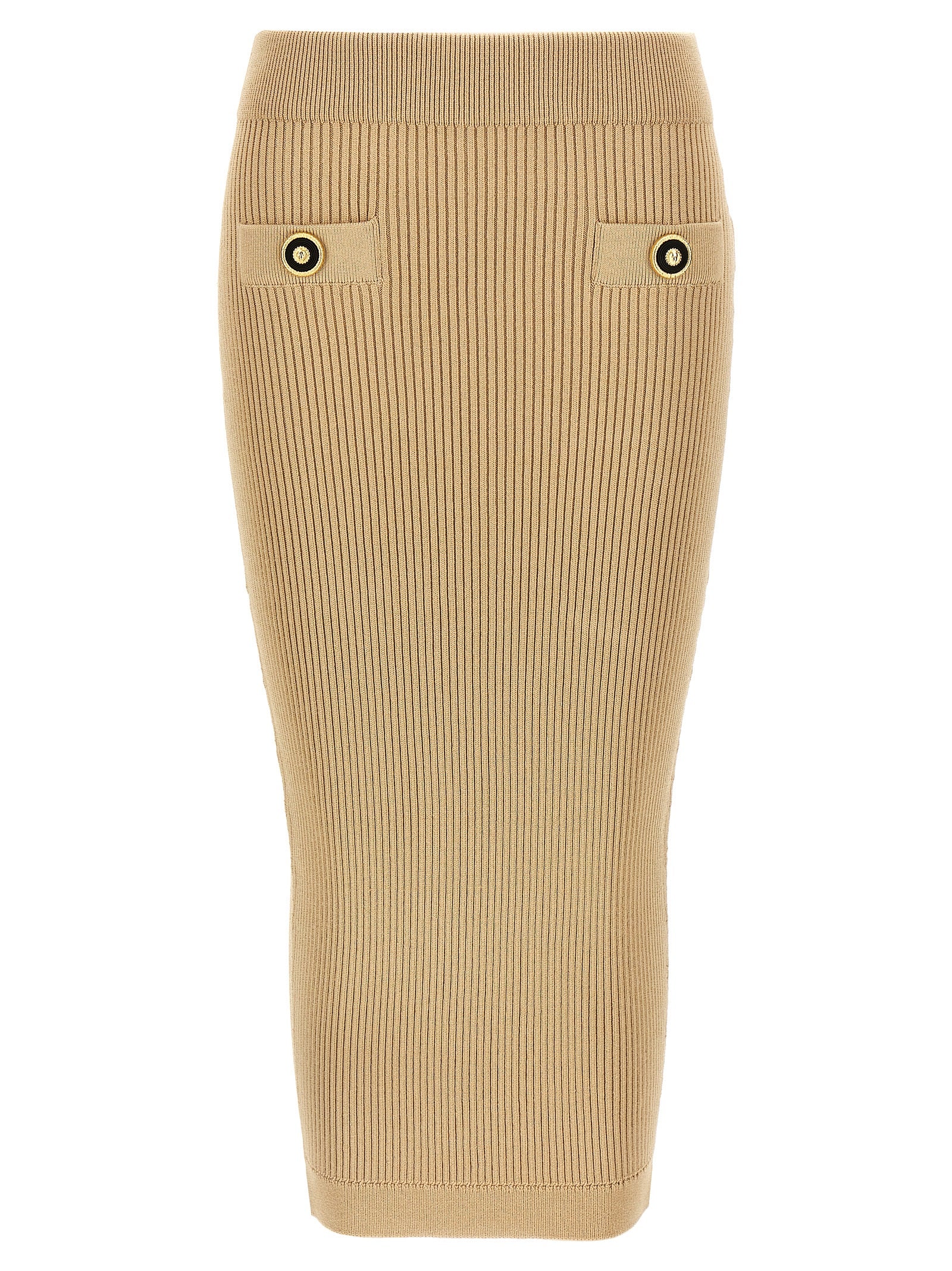 Ribbed midi skirt Beige Viscose
